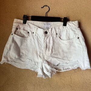 Lucky Brand White Jean boy mid rise short Shorts Distressed